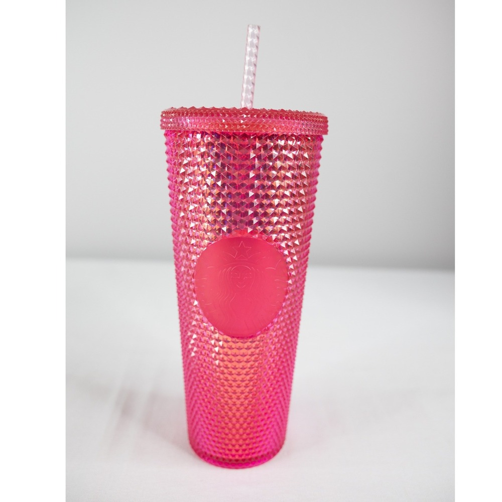 Starbucks Studded Tumbler 2019 Bling Holiday Neon Hot Pink‎ Iridescent Cup
